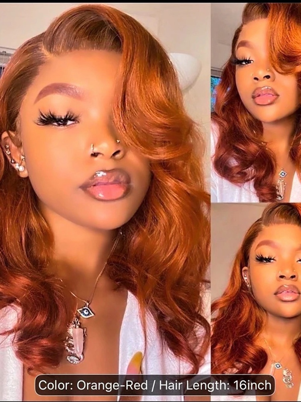 Orange-Red 16in Hair Wig NWT